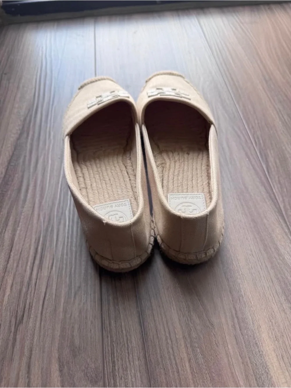 Tory Burch Natural Canvas Espadrille Flats with Logo